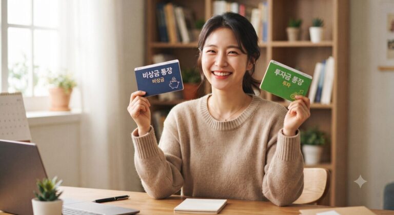 비상금 통장과 투자금 통장을 나눠서 관리하는 모습