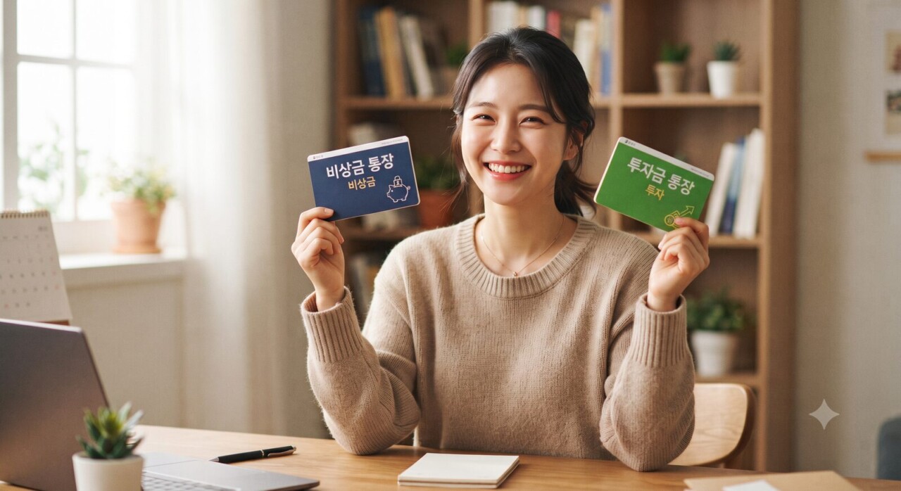 비상금 통장과 투자금 통장을 나눠서 관리하는 모습