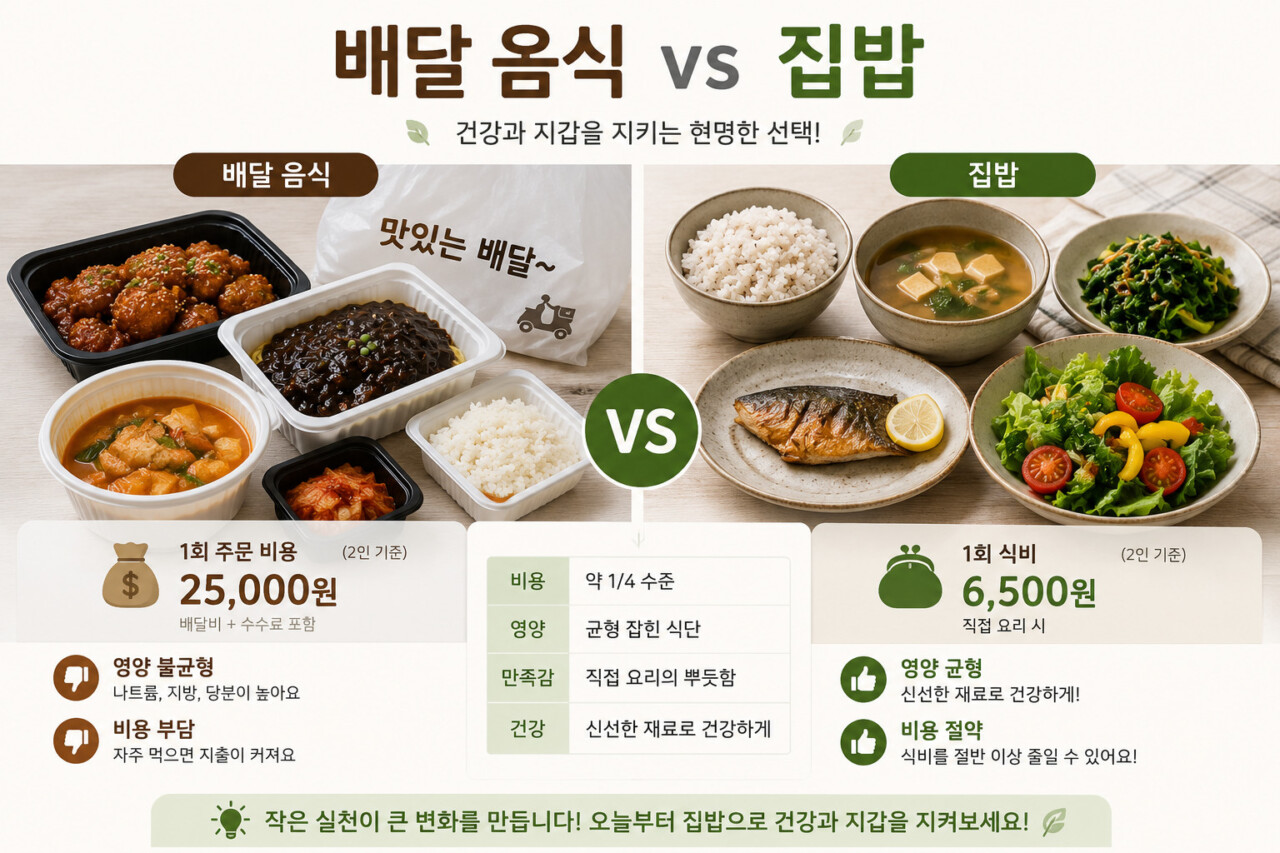 배달 음식과 집밥 비교