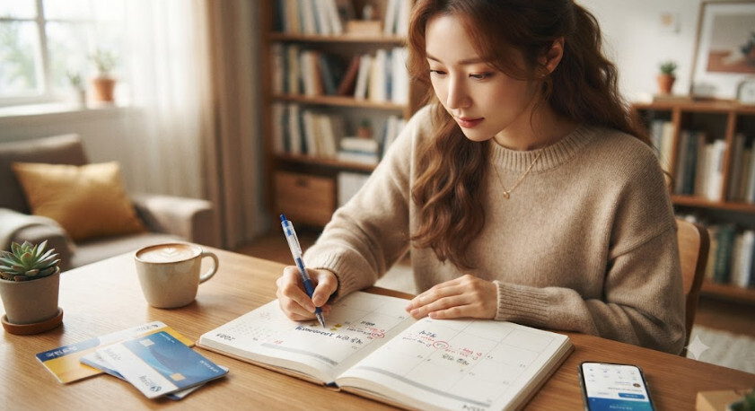 풍차적금 캘린더에 만기일 표시하는 모습