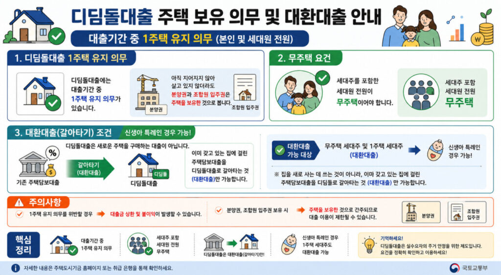 디딤돌대출 주택보유 의무 및 대환대출안내