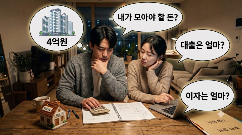 주택구매시 필요한 자금 고민하는 모습