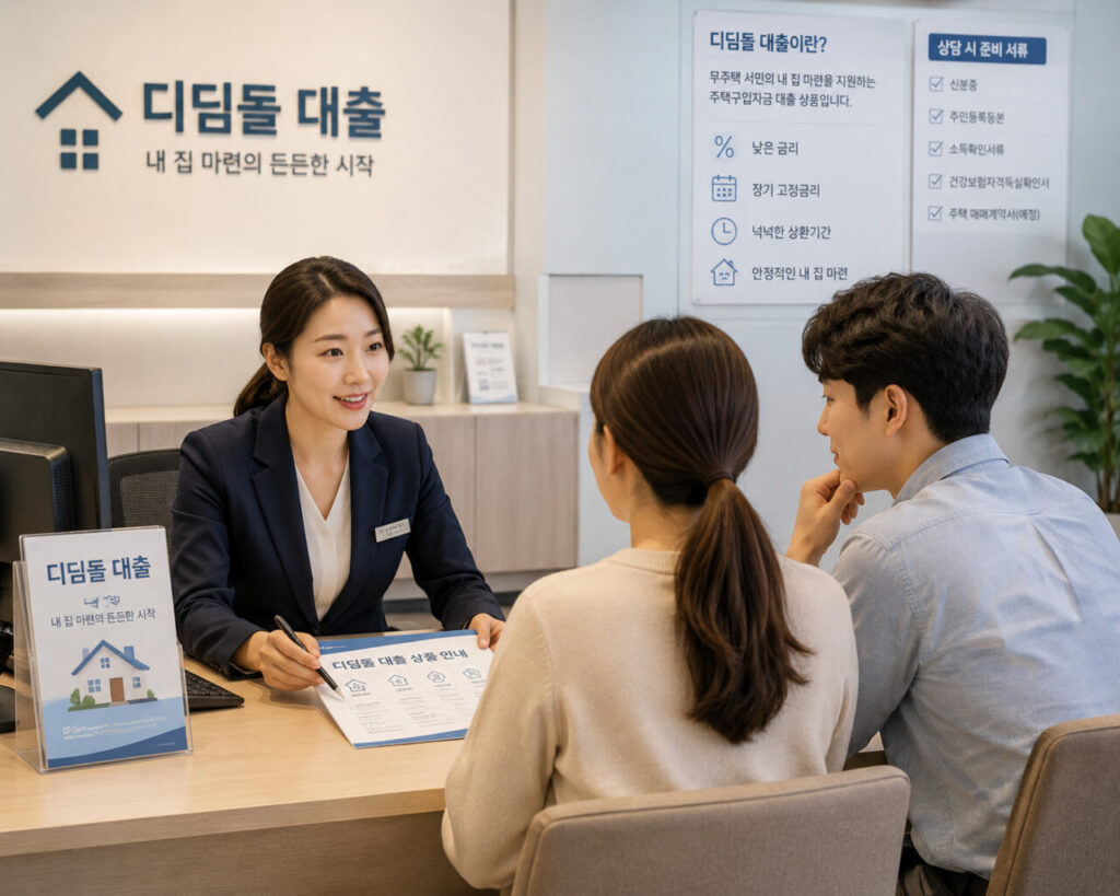 주택마련을 위해 디딤돌 대출 상담을 받는 모습