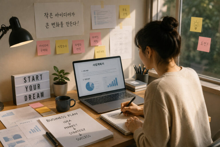 창업관련 서류를 준비하는 모습