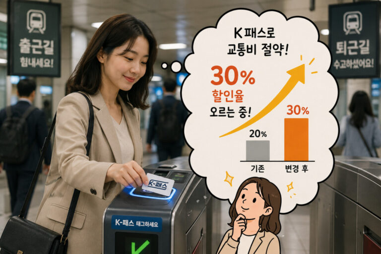 출퇴근길 K패스 카드 할인율증가로 혜택이 많은 모습