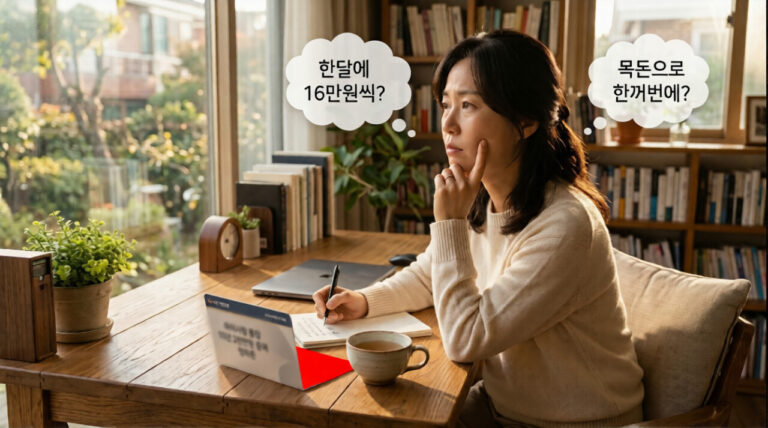 아이 명의 통장 증여세를 고민하며 통장에 얼마씩 넣을지 계산해보는 모습
