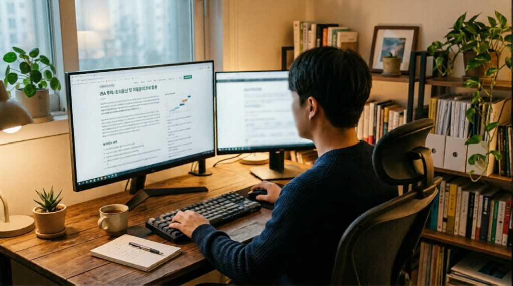 ISA 투자의 손익통산 원리를 계산해보는 모습