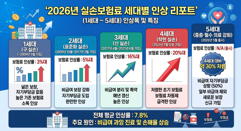 2026년 실손보험료 세대별 인상 리포트